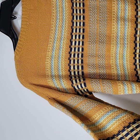 UMGEE GOLD STRIPED CREW NECK SWEATER WITH LONG FLARED SCALLOPED SLEEVES - Picture 8 of 14